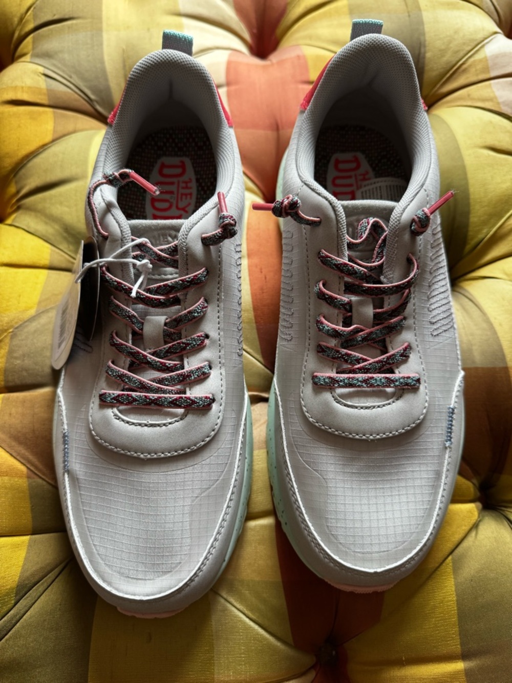 Hey Dude Ladies Grey & Turquoise Sirocco Alta Friendship Lace Shoes Size 10 $80 - Picture 3 of 10